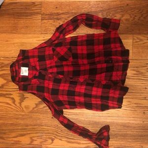 Arizona Jeans Co Plaid Shoulder Cutout Flannel